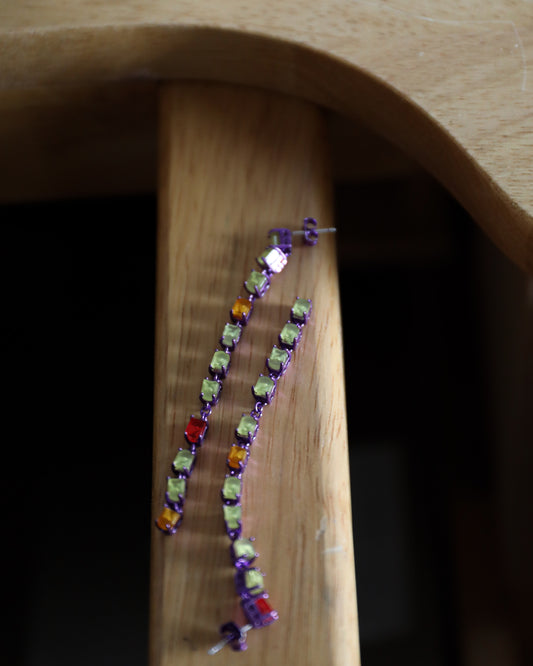 Twilight Maze Purple Earrings in recycled silver with Lighting